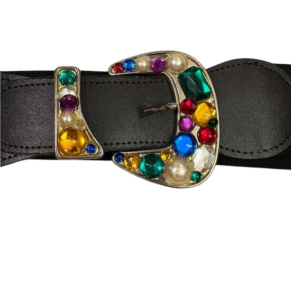 Black Belt with Multicolor Gem Buckle main image 9